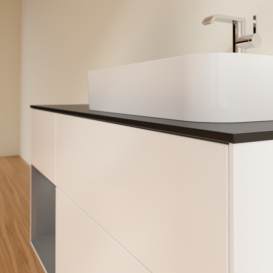 Тумба под раковину Villeroy & Boch Finion 120х50,1 см с подсветкой МДФ белый матовый лак/стекло черное матовое G392GKMT