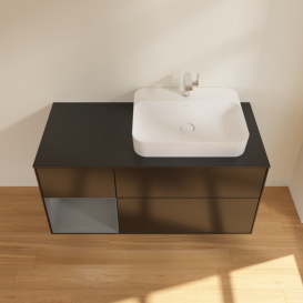 Тумба под раковину Villeroy & Boch Finion 120х50,1 см с подсветкой МДФ черный матовый лак/стекло черное матовое G392GKPD