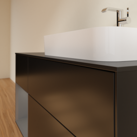 Тумба под раковину Villeroy & Boch Finion 120х50,1 см с подсветкой МДФ черный матовый лак/стекло черное матовое G392GKPD