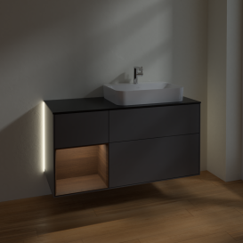 Тумба под раковину Villeroy & Boch Finion 120х50,1 см с подсветкой МДФ антрацит матовый лак/стекло черное матовое G392GNGK