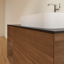 Тумба под раковину Villeroy & Boch Finion 120х50,1 см с подсветкой МДФ шпон грецкого ореха/стекло черное матовое G392GNGN