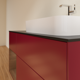 Тумба под раковину Villeroy & Boch Finion 120х50,1 см с подсветкой МДФ пион матовый лак/стекло черное матовое G392GNHB