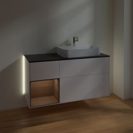 Тумба під раковину Villeroy & Boch Finion 120х50,1 см із підсвічуванням МДФ білий матовий лак/скло чорне матове G392GNMT