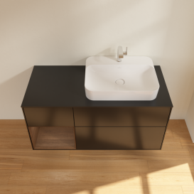 Тумба под раковину Villeroy & Boch Finion 120х50,1 см с подсветкой МДФ черный матовый лак/стекло черное матовое G392GNPD