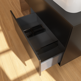 Тумба под раковину Villeroy & Boch Finion 120х50,1 см с подсветкой МДФ черный матовый лак/стекло черное матовое G392GNPD