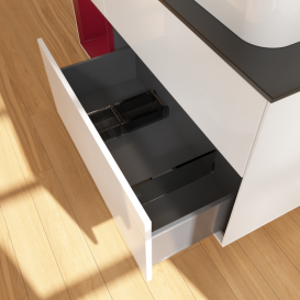 Тумба под раковину Villeroy & Boch Finion 120х50,1 см с подсветкой МДФ глянцевый белый лак/стекло черное матовое G392HBGF