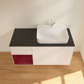 Тумба под раковину Villeroy & Boch Finion 120х50,1 см с подсветкой МДФ белый матовый лак/стекло черное матовое G392HBMT