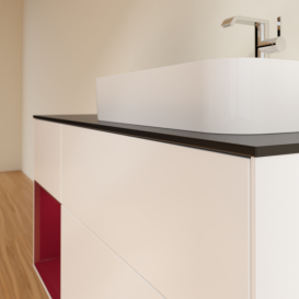 Тумба под раковину Villeroy & Boch Finion 120х50,1 см с подсветкой МДФ белый матовый лак/стекло черное матовое G392HBMT