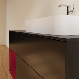 Тумба под раковину Villeroy & Boch Finion 120х50,1 см с подсветкой МДФ черный матовый лак/стекло черное матовое G392HBPD