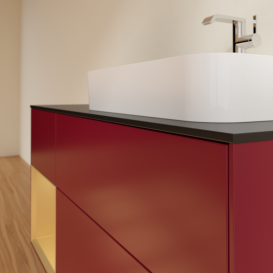 Тумба под раковину Villeroy & Boch Finion 120х50,1 см с подсветкой МДФ пион матовый лак/стекло черное матовое G392HFHB