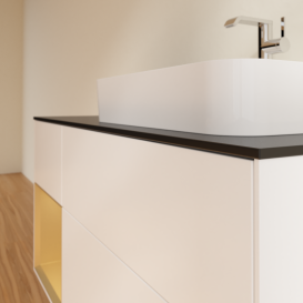 Тумба под раковину Villeroy & Boch Finion 120х50,1 см с подсветкой МДФ белый матовый лак/стекло черное матовое G392HFMT