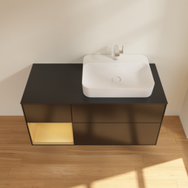 Тумба под раковину Villeroy & Boch Finion 120х50,1 см с подсветкой МДФ черный матовый лак/стекло черное матовое G392HFPD