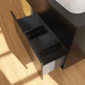 Тумба под раковину Villeroy & Boch Finion 120х50,1 см с подсветкой МДФ черный матовый лак/стекло черное матовое G392HFPD