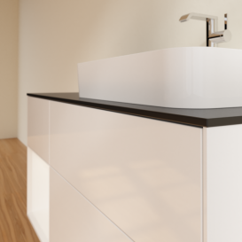 Тумба под раковину Villeroy & Boch Finion 120х50,1 см с подсветкой МДФ глянцевый белый лак/стекло черное матовое G392MTGF