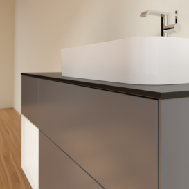 Тумба под раковину Villeroy & Boch Finion 120х50,1 см с подсветкой МДФ антрацит матовый лак/стекло черное матовое G392MTGK