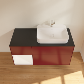 Тумба под раковину Villeroy & Boch Finion 120х50,1 см с подсветкой МДФ пион матовый лак/стекло черное матовое G392MTHB