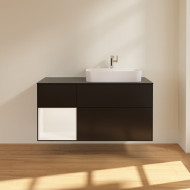 Тумба під раковину Villeroy & Boch Finion 120х50,1 см із підсвічуванням МДФ чорний матовий лак/скло чорне матове G392MTPD