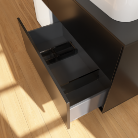 Тумба під раковину Villeroy & Boch Finion 120х50,1 см із підсвічуванням МДФ чорний матовий лак/скло чорне матове G392MTPD