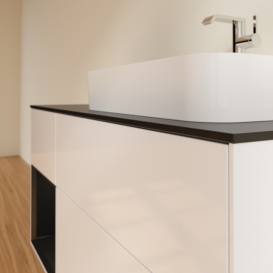 Тумба под раковину Villeroy & Boch Finion 120х50,1 см с подсветкой МДФ глянцевый белый лак/стекло черное матовое G392PDGF