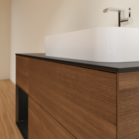 Тумба под раковину Villeroy & Boch Finion 120х50,1 см с подсветкой МДФ шпон грецкого ореха/стекло черное матовое G392PDGN