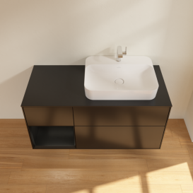 Тумба под раковину Villeroy & Boch Finion 120х50,1 см с подсветкой МДФ черный матовый лак/стекло черное матовое G392PDPD