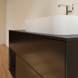 Тумба под раковину Villeroy & Boch Finion 120х50,1 см с подсветкой МДФ черный матовый лак/стекло черное матовое G392PDPD