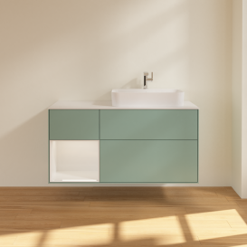 Тумба под раковину Villeroy & Boch Finion 120х50,1 см с подсветкой МДФ оливковый матовый лак/стекло белое матовое G391GFGM