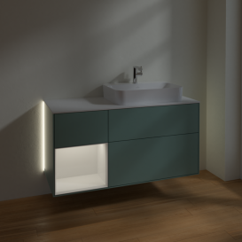 Тумба под раковину Villeroy & Boch Finion 120х50,1 см с подсветкой МДФ оливковый матовый лак/стекло белое матовое G391GFGM