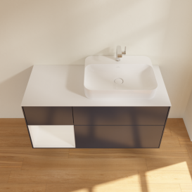 Тумба под раковину Villeroy & Boch Finion 120х50,1 см с подсветкой МДФ темно-синий матовый лак/стекло белое матовое G391GFHG