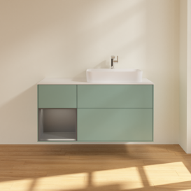 Тумба под раковину Villeroy & Boch Finion 120х50,1 см с подсветкой МДФ оливковый матовый лак/стекло белое матовое G391GKGM