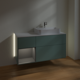 Тумба под раковину Villeroy & Boch Finion 120х50,1 см с подсветкой МДФ оливковый матовый лак/стекло белое матовое G391GKGM