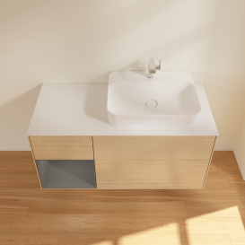 Тумба под раковину Villeroy & Boch Finion 120х50,1 см с подсветкой МДФ шпон дуба/стекло белое матовое G391GKPC