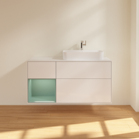 Тумба под раковину Villeroy & Boch Finion 120х50,1 см с подсветкой МДФ глянцевый белый лак/стекло белое матовое G391GMGF