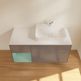 Тумба под раковину Villeroy & Boch Finion 120х50,1 см с подсветкой МДФ антрацит матовый лак/стекло белое матовое G391GMGK