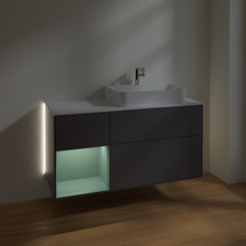 Тумба под раковину Villeroy & Boch Finion 120х50,1 см с подсветкой МДФ антрацит матовый лак/стекло белое матовое G391GMGK