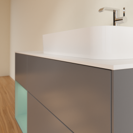 Тумба под раковину Villeroy & Boch Finion 120х50,1 см с подсветкой МДФ антрацит матовый лак/стекло белое матовое G391GMGK