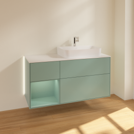 Тумба под раковину Villeroy & Boch Finion 120х50,1 см с подсветкой МДФ оливковый матовый лак/стекло белое матовое G391GMGM