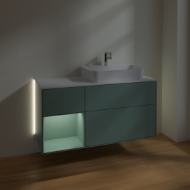 Тумба под раковину Villeroy & Boch Finion 120х50,1 см с подсветкой МДФ оливковый матовый лак/стекло белое матовое G391GMGM