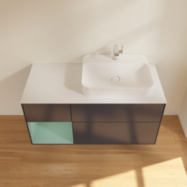 Тумба под раковину Villeroy & Boch Finion 120х50,1 см с подсветкой МДФ темно-синий матовый лак/стекло белое матовое G391GMHG