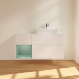 Тумба под раковину Villeroy & Boch Finion 120х50,1 см с подсветкой МДФ белый матовый лак/стекло белое матовое G391GMMT