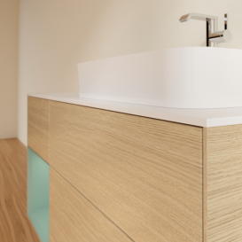 Тумба под раковину Villeroy & Boch Finion 120х50,1 см с подсветкой МДФ шпон дуба/стекло белое матовое G391GMPC