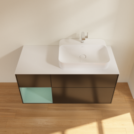 Тумба под раковину Villeroy & Boch Finion 120х50,1 см с подсветкой МДФ черный матовый лак/стекло белое матовое G391GMPD