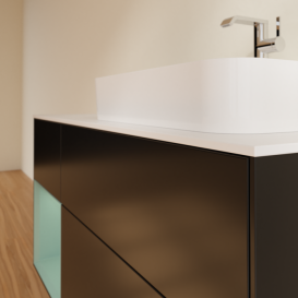 Тумба под раковину Villeroy & Boch Finion 120х50,1 см с подсветкой МДФ черный матовый лак/стекло белое матовое G391GMPD