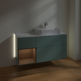 Тумба под раковину Villeroy & Boch Finion 120х50,1 см с подсветкой МДФ оливковый матовый лак/стекло белое матовое G391GNGM