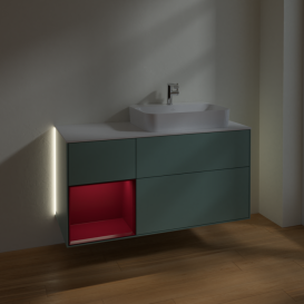 Тумба под раковину Villeroy & Boch Finion 120х50,1 см с подсветкой МДФ оливковый матовый лак/стекло белое матовое G391HBGM