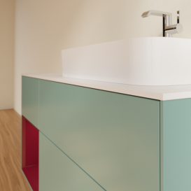 Тумба под раковину Villeroy & Boch Finion 120х50,1 см с подсветкой МДФ оливковый матовый лак/стекло белое матовое G391HBGM