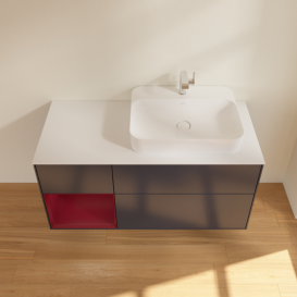 Тумба под раковину Villeroy & Boch Finion 120х50,1 см с подсветкой МДФ темно-синий матовый лак/стекло белое матовое G391HBHG