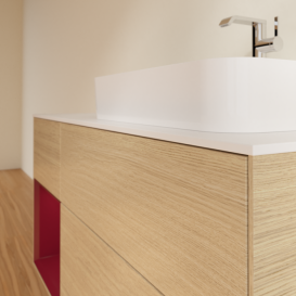 Тумба под раковину Villeroy & Boch Finion 120х50,1 см с подсветкой МДФ шпон дуба/стекло белое матовое G391HBPC