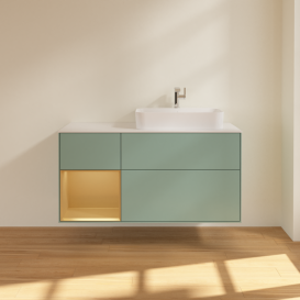 Тумба под раковину Villeroy & Boch Finion 120х50,1 см с подсветкой МДФ оливковый матовый лак/стекло белое матовое G391HFGM