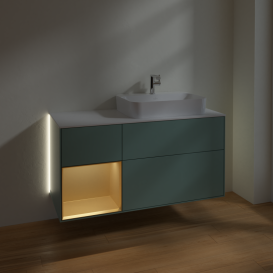 Тумба под раковину Villeroy & Boch Finion 120х50,1 см с подсветкой МДФ оливковый матовый лак/стекло белое матовое G391HFGM